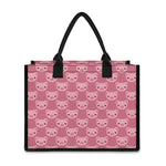 Cute Pink Pig Pattern Print Canvas Tote Bag
