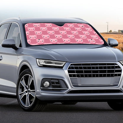 Cute Pink Pig Pattern Print Car Windshield Sun Shade