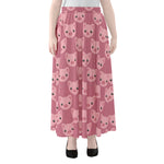 Cute Pink Pig Pattern Print Chiffon Maxi Skirt