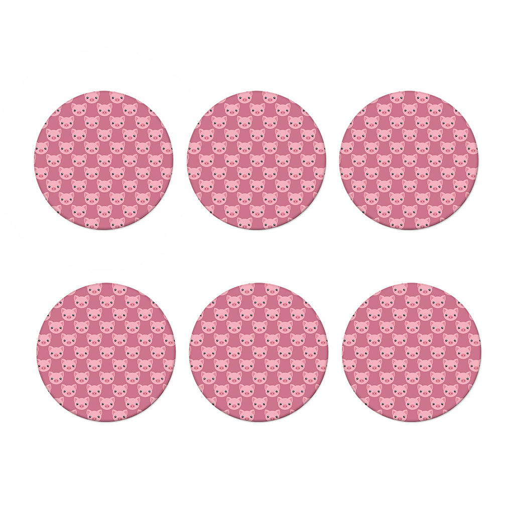 Cute Pink Pig Pattern Print Coaster Set