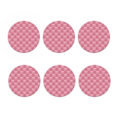 Cute Pink Pig Pattern Print Coaster Set