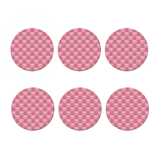 Cute Pink Pig Pattern Print Coaster Set