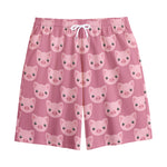 Cute Pink Pig Pattern Print Cotton Shorts
