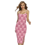 Cute Pink Pig Pattern Print Cross Back Cami Dress