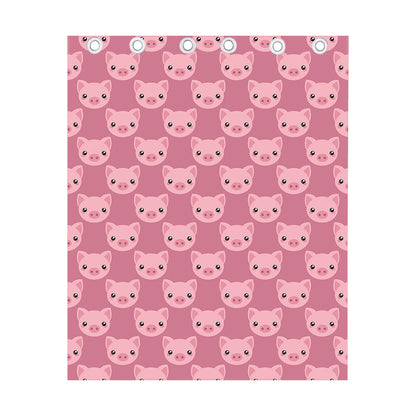 Cute Pink Pig Pattern Print Curtain
