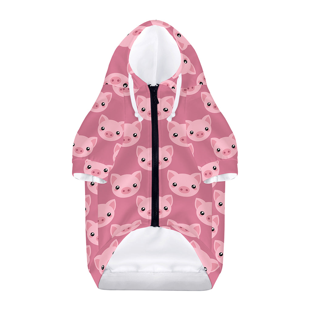 Cute Pink Pig Pattern Print Dog Zip Up Hoodie