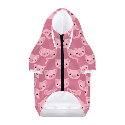Cute Pink Pig Pattern Print Dog Zip Up Hoodie