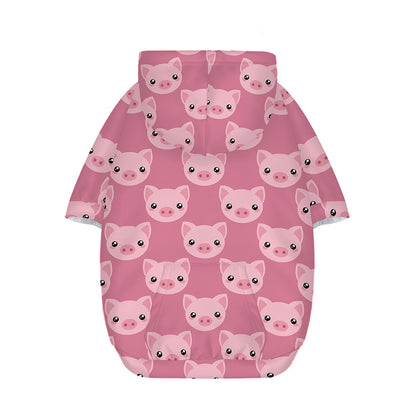 Cute Pink Pig Pattern Print Dog Zip Up Hoodie