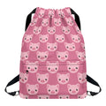 Cute Pink Pig Pattern Print Drawstring Backpack