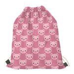 Cute Pink Pig Pattern Print Drawstring Bag