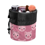 Cute Pink Pig Pattern Print Drawstring Makeup Bag