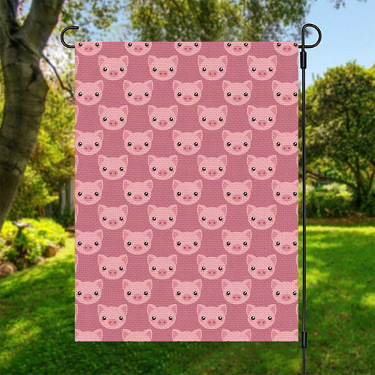 Cute Pink Pig Pattern Print Garden Flag