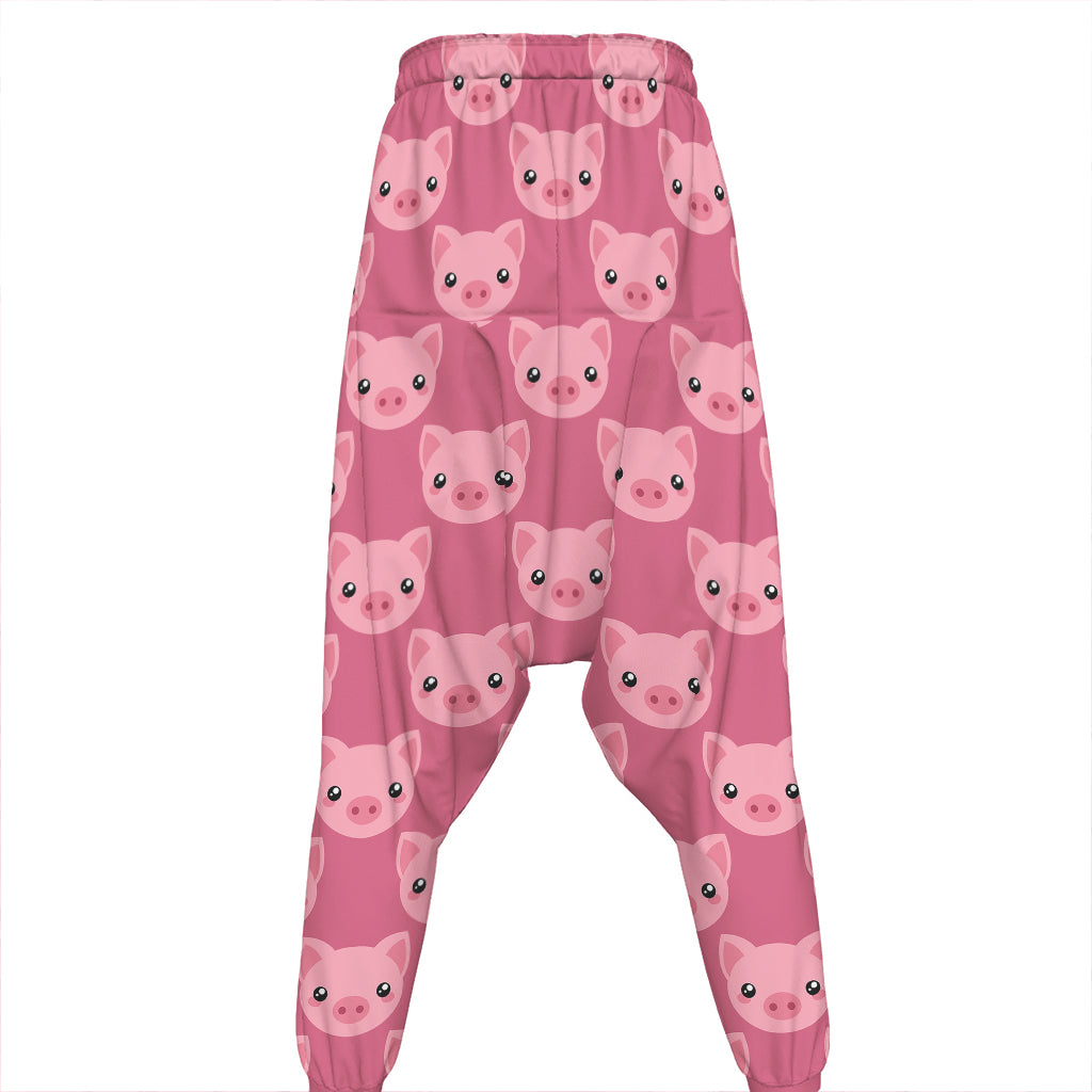 Cute Pink Pig Pattern Print Hammer Pants