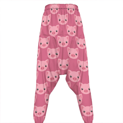 Cute Pink Pig Pattern Print Hammer Pants