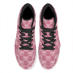 Cute Pink Pig Pattern Print High Top Leather Sneakers