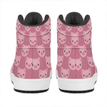 Cute Pink Pig Pattern Print High Top Leather Sneakers