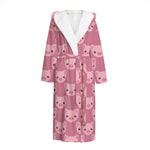 Cute Pink Pig Pattern Print Hooded Bathrobe
