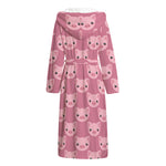 Cute Pink Pig Pattern Print Hooded Bathrobe