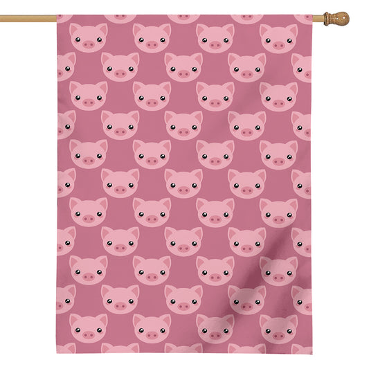 Cute Pink Pig Pattern Print House Flag