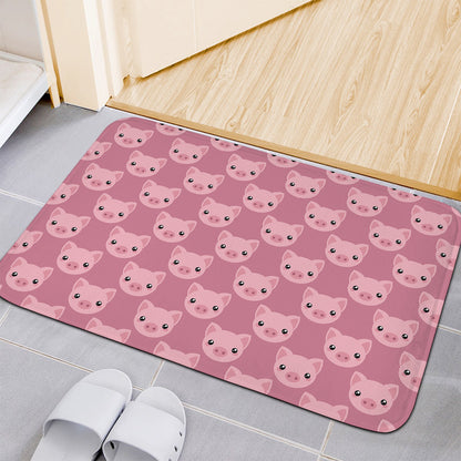 Cute Pink Pig Pattern Print Indoor Door Mat