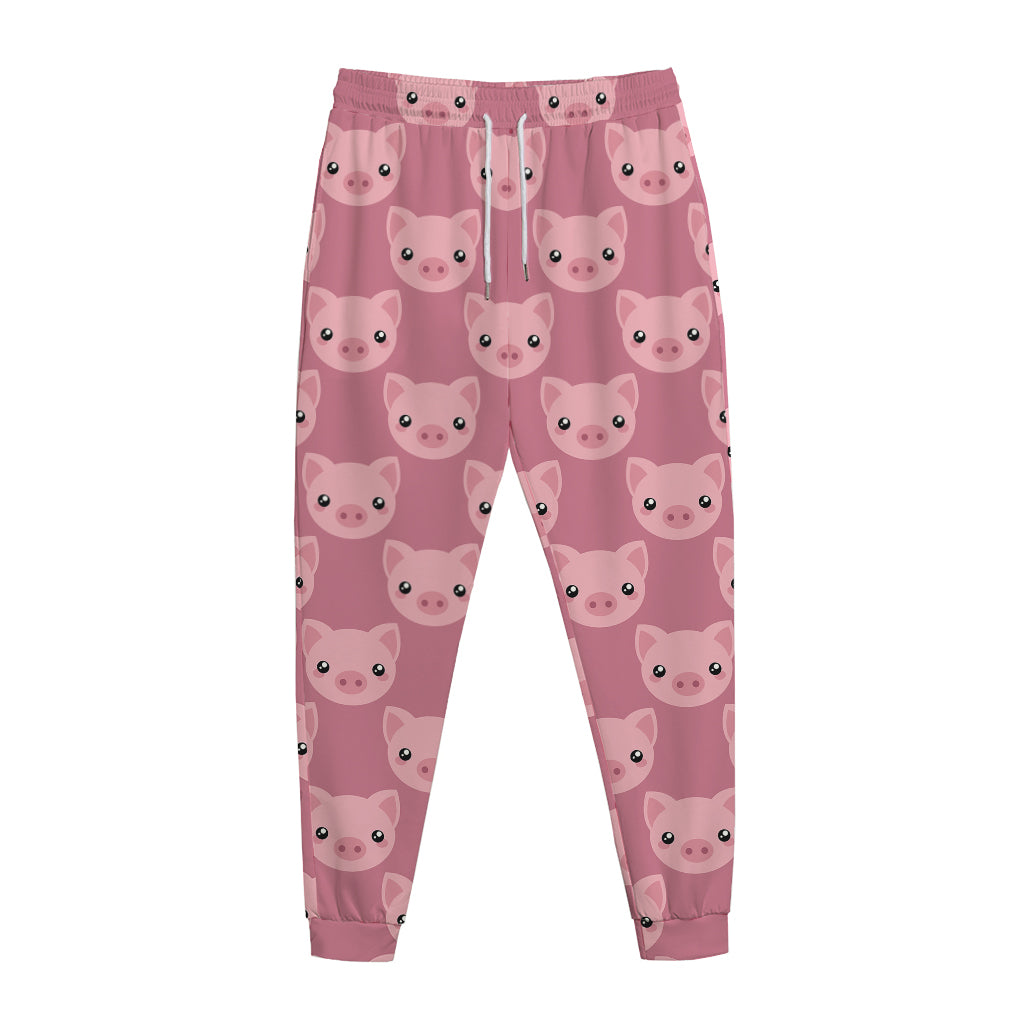 Cute Pink Pig Pattern Print Jogger Pants