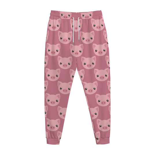 Cute Pink Pig Pattern Print Jogger Pants