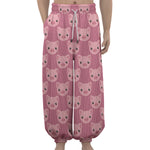 Cute Pink Pig Pattern Print Lantern Pants