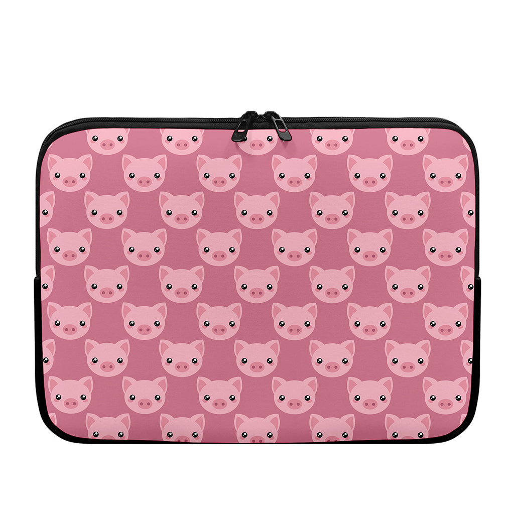 Cute Pink Pig Pattern Print Laptop Sleeve