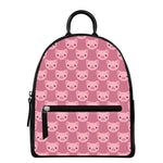 Cute Pink Pig Pattern Print Leather Backpack