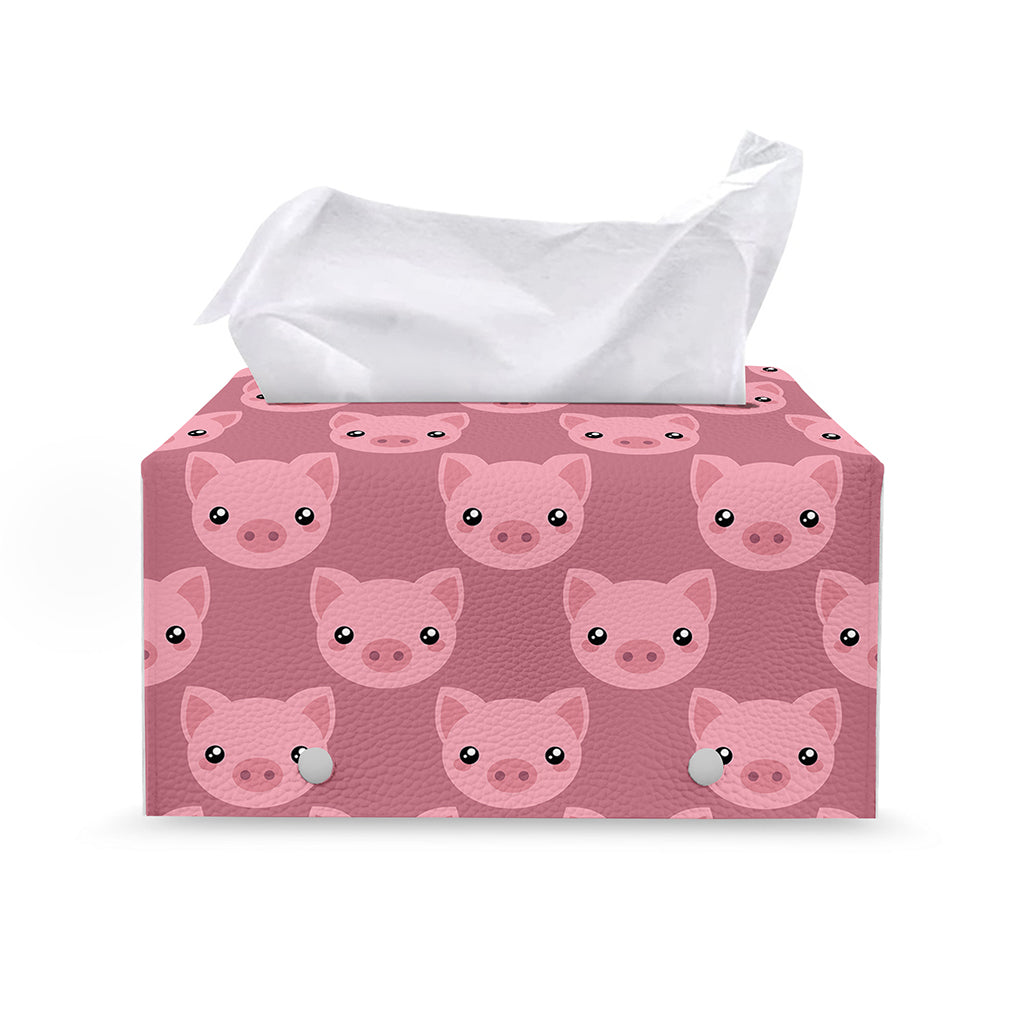 Cute Pink Pig Pattern Print Leather Tissue Box Cover
