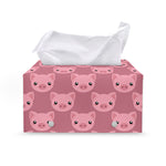 Cute Pink Pig Pattern Print Leather Tissue Box Cover