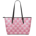 Cute Pink Pig Pattern Print Leather Tote Bag With Zipper