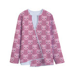 Cute Pink Pig Pattern Print Long Sleeve Short Coat