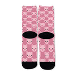 Cute Pink Pig Pattern Print Long Socks