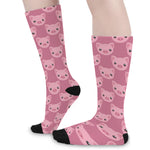 Cute Pink Pig Pattern Print Long Socks