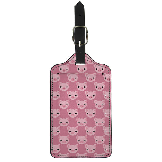 Cute Pink Pig Pattern Print Luggage Tag