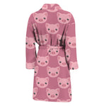 Cute Pink Pig Pattern Print Men's Bathrobe