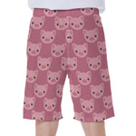 Cute Pink Pig Pattern Print Men's Beach Shorts