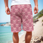 Cute Pink Pig Pattern Print Men's Cargo Shorts