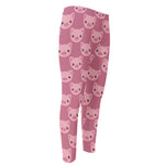 Cute Pink Pig Pattern Print Men's Compression Pants