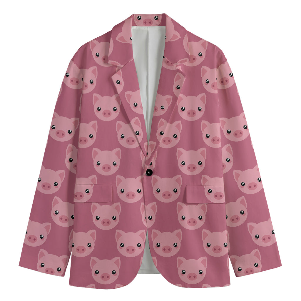 Cute Pink Pig Pattern Print Men's Cotton Blazer