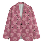 Cute Pink Pig Pattern Print Men's Cotton Blazer