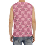 Cute Pink Pig Pattern Print Men's Fitness Tank Top
