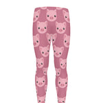 Cute Pink Pig Pattern Print Men's leggings