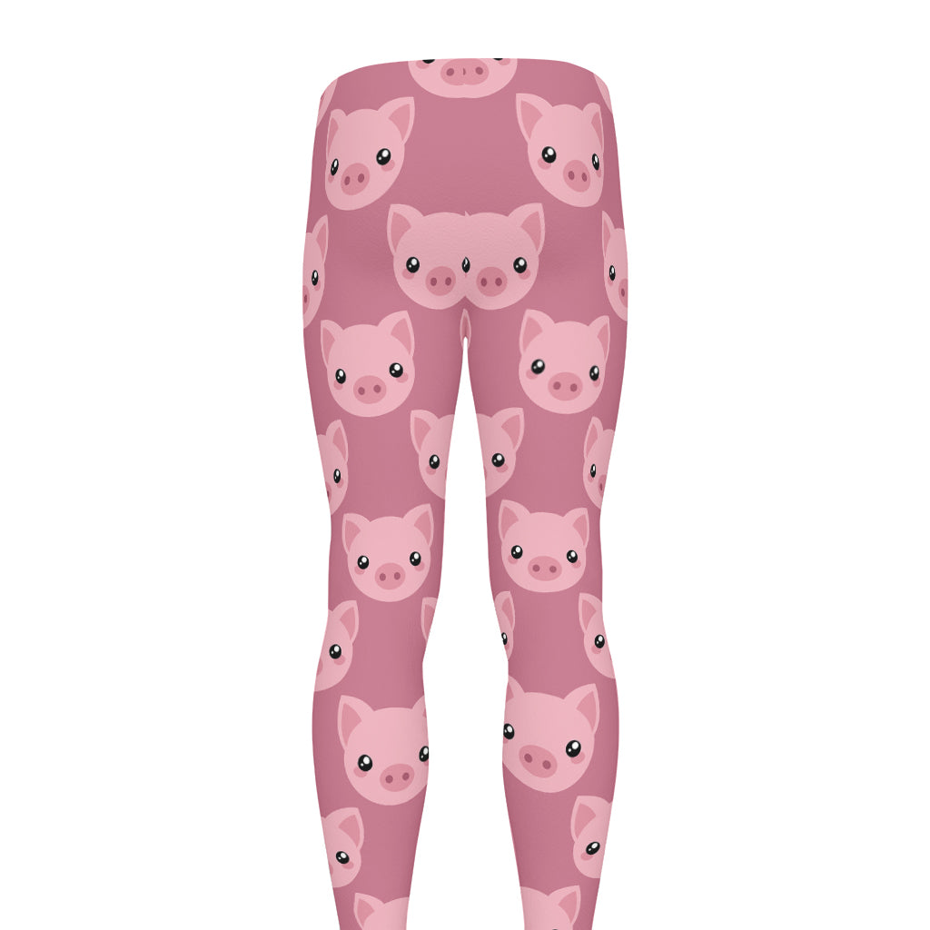 Cute Pink Pig Pattern Print Men's leggings