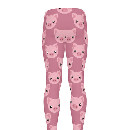 Cute Pink Pig Pattern Print Men's leggings