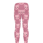 Cute Pink Pig Pattern Print Men's leggings