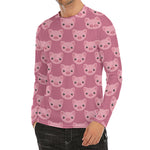 Cute Pink Pig Pattern Print Men's Long Sleeve Rash Guard
