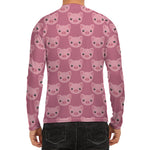 Cute Pink Pig Pattern Print Men's Long Sleeve Rash Guard