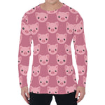 Cute Pink Pig Pattern Print Men's Long Sleeve T-Shirt
